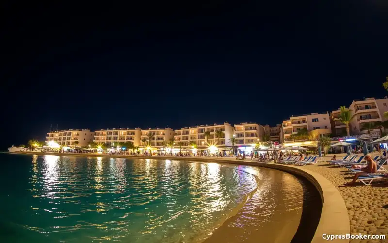 Family enjoys a vibrant Ayia Napa beach holiday, experiencing the resort's lively atmosphere and beautiful coastline