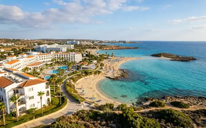Relax at the Adams Beach Hotel in Ayia Napa, Cyprus, enjoying stunning views and easy access to beaches and vibrant nightlife